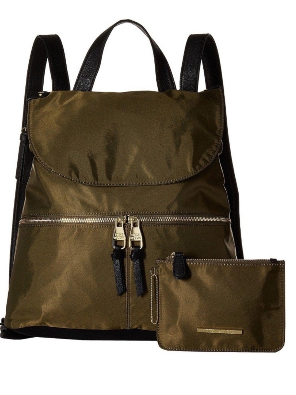 Steve Madden olive green back pack zipper front